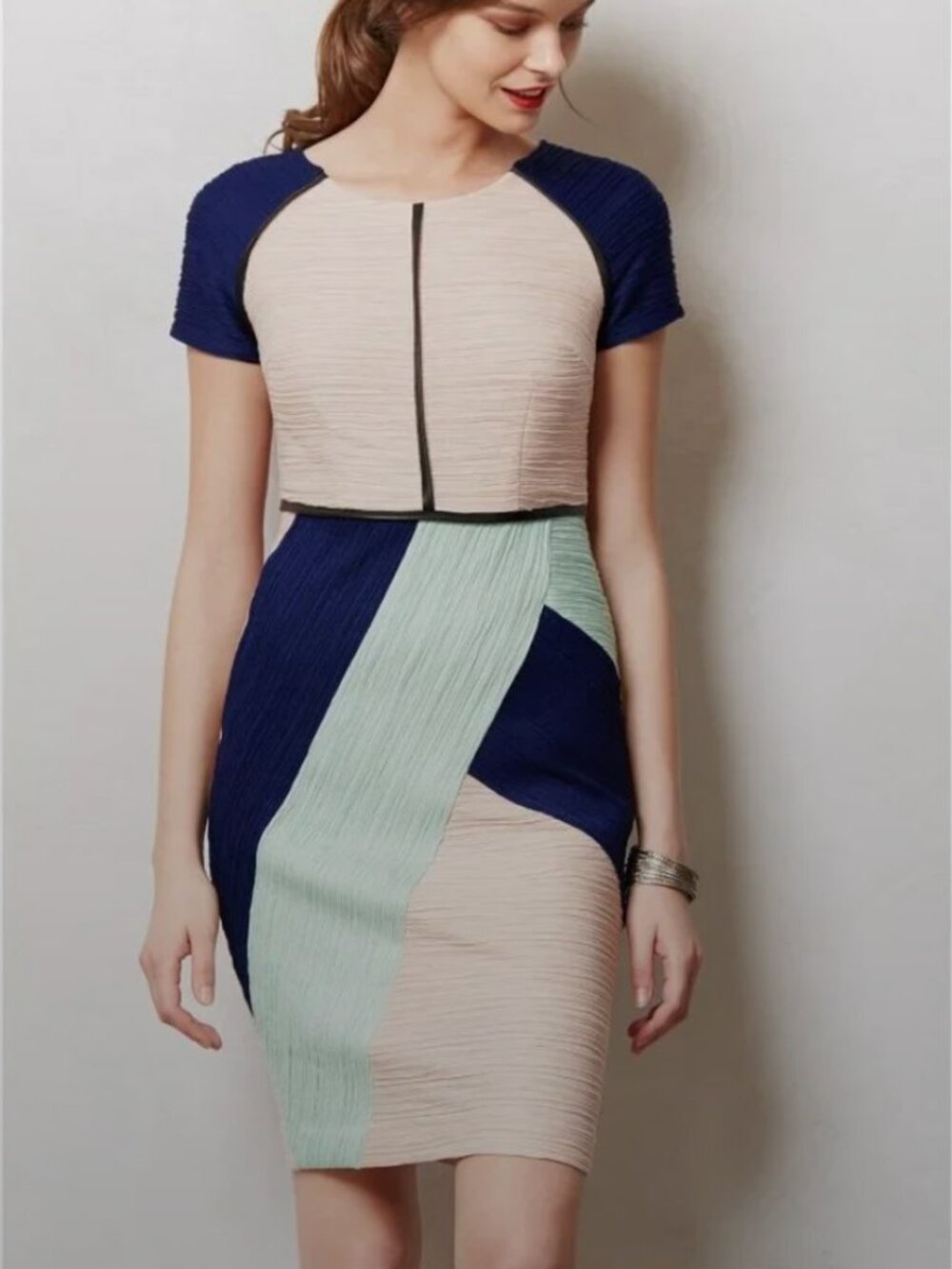 MAEVE Danita Colorblock Short Sleeve Sheath Dress sz 4